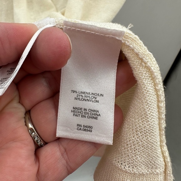 Jones New York cream twist chest linen lightweight classic woman's tank top. 1X - Picture 5 of 8